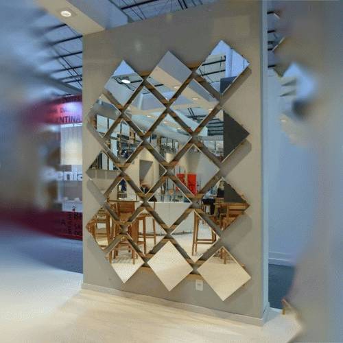 three dimensional decorative mirror tile design for a feature wall
