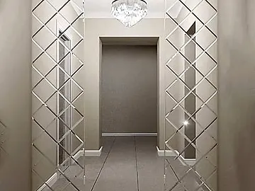 decorative diamond mirror wall panels in an interior