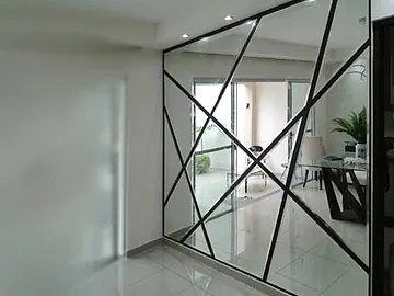 mirror tile wall detail