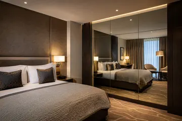 Commercial mirror fitted in a premium hotel bedroom