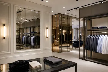 Commercial mirrors used in a high-end retail interior