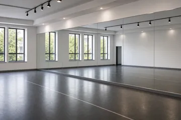 Dance academy mirror wall in a professional training studio