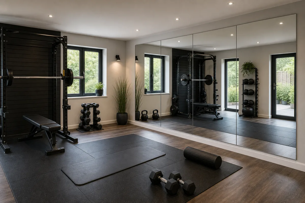 Private personal training studio with fitted mirrors