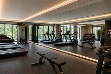 Mirror wall installed in a hotel gym or fitness room