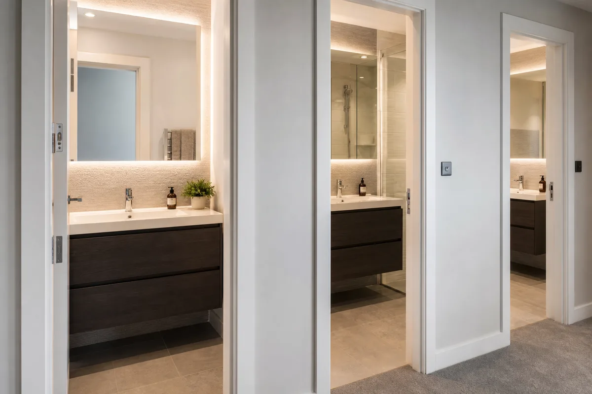 Repeated bathroom mirrors supplied for a property development project