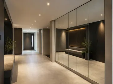 Mirror installed in an apartment corridor or communal space