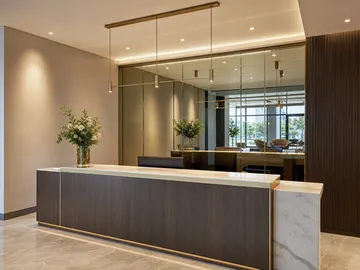 Commercial reception mirror fit-out