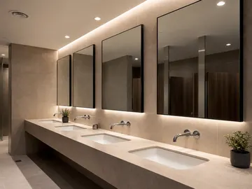 Commercial washroom mirror installation
